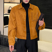 Load image into Gallery viewer, Suede Studded Square Collar Jacket
