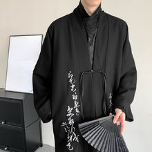 Load image into Gallery viewer, Calligraphy Embroidered Windbreaker Long Cardigan
