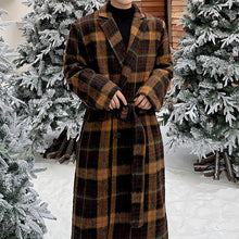 Load image into Gallery viewer, Retro Plaid Wool Mid-length Coat
