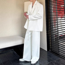 Load image into Gallery viewer, Double Collar Tie Straight Wide Leg Pants Two-piece Suit
