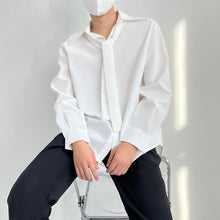 Load image into Gallery viewer, Pointed Collar Loose Padded Shoulder Draped Shirt
