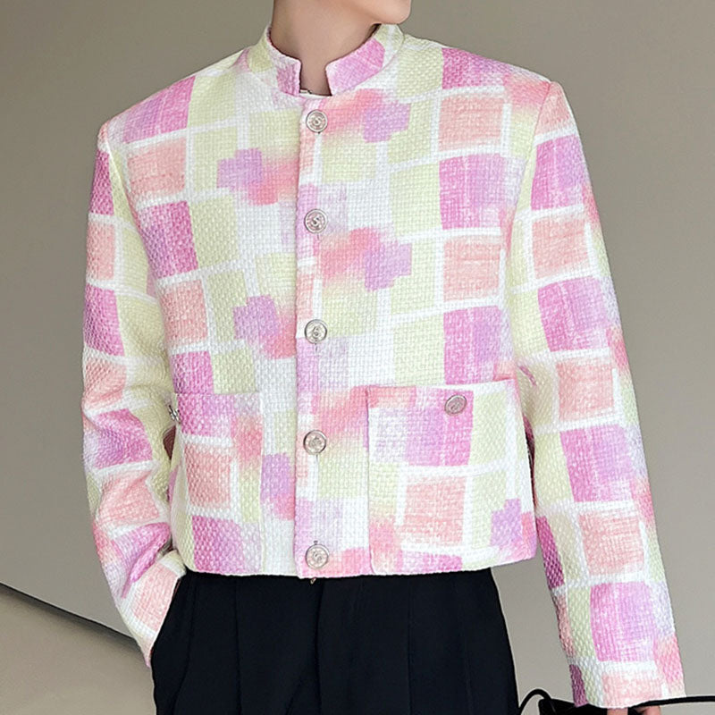 Pink Smudged Cropped Jacket