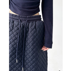 Loose Casual Retro Diamond Quilted Skirt