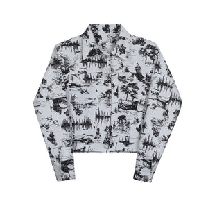 Retro Ink-splashed Digital Print Short Jacket