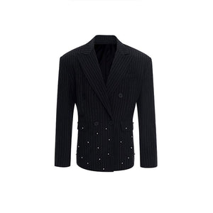 Striped Loose Double-breasted Suit Jacket