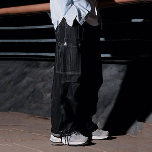 Loose Wide Leg Denim Cargo Casual Straight Leg Pants