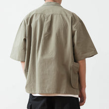 Load image into Gallery viewer, Contrast Pocket Cotton Cuban Collar Shirt
