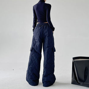 Multi-pocket Workwear Cotton Thickened Wide-leg Pants