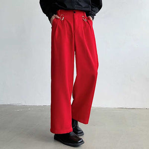 Drape Casual High-Rise Straight Suit Pants