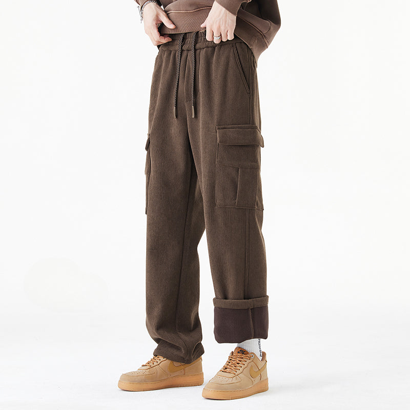 Corduroy Plus Velvet Thickened Large Pocket Pants