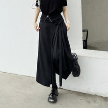 Load image into Gallery viewer, Irregular Pleated Ribbon Stitching Fake Two-piece Wide-leg Pants
