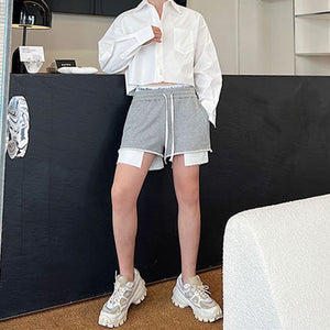 Drawstring Raw Edge Shorts