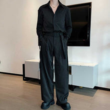 Load image into Gallery viewer, Striped Long-sleeved Wide-leg Pants Two-piece Suit
