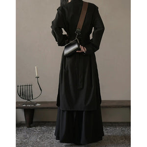 Adjustable Waistband Slits Long Shirt