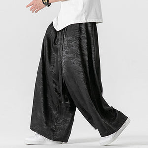 Jacquard Satin Loose Wide-leg Pants