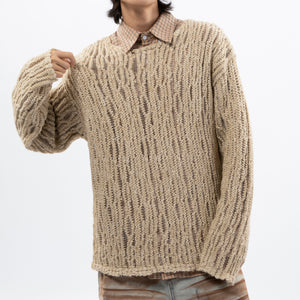 Textured Hollow Long-sleeved Sweater