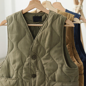 Winter Multi-Pocket Padded Vintage Vest