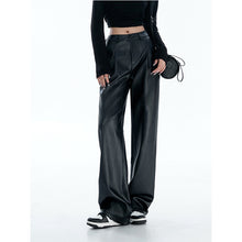 Load image into Gallery viewer, Straight Casual Pants PU Leather Loose Pants
