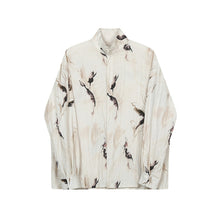 Load image into Gallery viewer, Half Turtleneck Retro Printed Disc Button Loose Shirt
