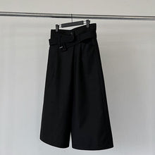 Load image into Gallery viewer, Dark Belt Cropped Wide Leg Pants
