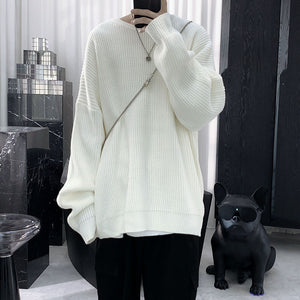 Loose Round Neck Solid Color Sweater