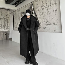 Load image into Gallery viewer, Dark Lightweight Rhombus Hooded Over-the-knee Cotton Jacket
