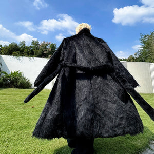 Thickened Plush Artificial Fur Mid-Length Coat