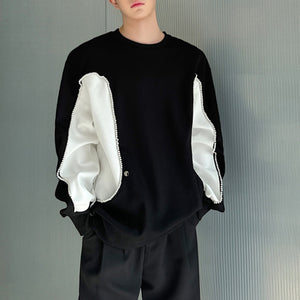 Black and White Contrast Chain Casual Sweatshirt