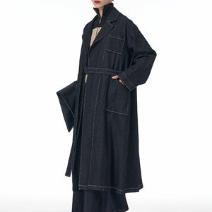 Oversized Loose Denim Long Trench Coat