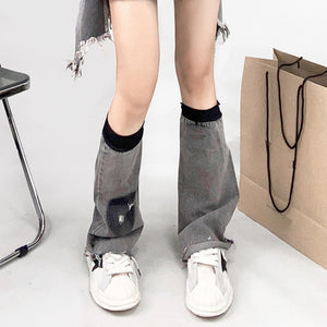 Denim Irregular Skirt Leg Cover Set
