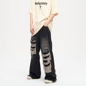 Ripped Loose Straight Pants