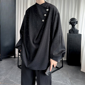 Starry Black Long Sleeve Drape Shirt