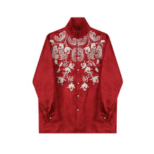 Load image into Gallery viewer, Retro Floral Embroidered Stand Collar Shirt
