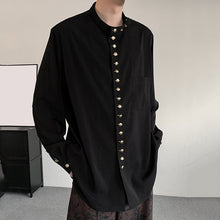 Load image into Gallery viewer, Loose Long-sleeved Shirt with Small Gold Buttons
