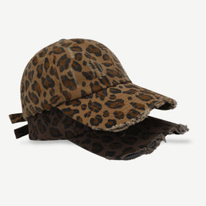 Leopard Print Ripped Baseball Cap