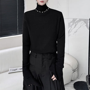 Stand Collar Flared Cuffs Sweater