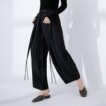 Load image into Gallery viewer, Straight Wide-leg Stitching Lace-up Casual Pants
