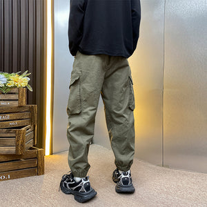 Plush Multi-pocket Cuffed Cargo Casual Pants