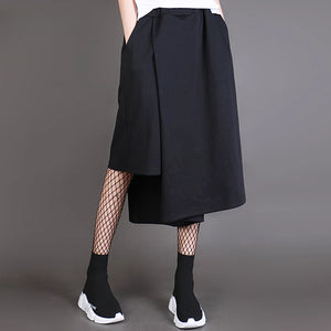 Wide-leg Elastic Waist Irregular Loose Pants