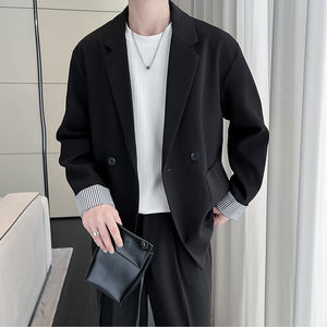 Black Loose Drape Suit Jacket