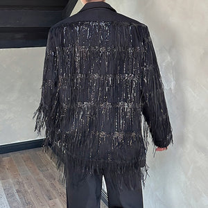 Tassel Sequined Double-Layer Mesh Jacket