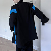 Load image into Gallery viewer, Black and Blue Raw Edge Irregular Blazer
