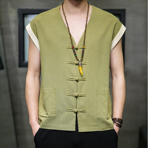 Thin Cotton And Linen Vest Loose And Breathable