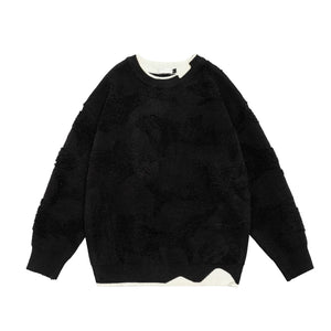 Fake Two-piece Round Neck Pullover Sweater