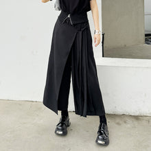 Load image into Gallery viewer, Irregular Pleated Ribbon Stitching Fake Two-piece Wide-leg Pants
