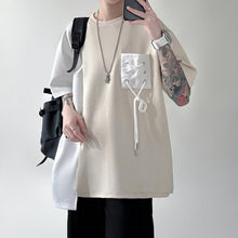 Load image into Gallery viewer, Drawstring Pockets Paneled Short Sleeves Tops
