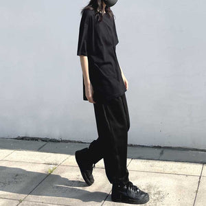 High Waist Elastic Drawstring Harem Pants