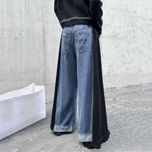 Load image into Gallery viewer, Contrast Color Denim Wide Leg Pants
