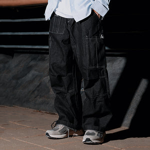 Loose Wide Leg Denim Cargo Casual Straight Leg Pants