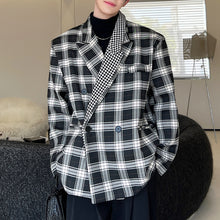 Load image into Gallery viewer, Double Collar Plaid Contrast Blazer
